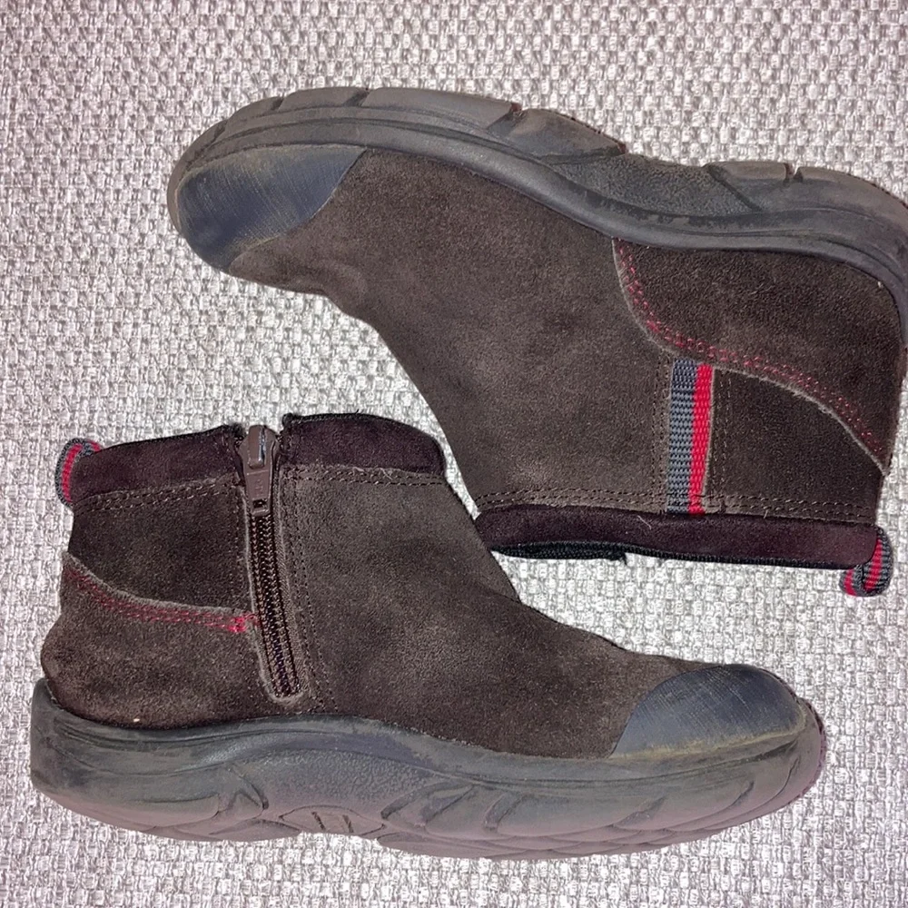 LANDS END All Weather Zip Pull On Suede Leather Toddler Boots Brown Size 11